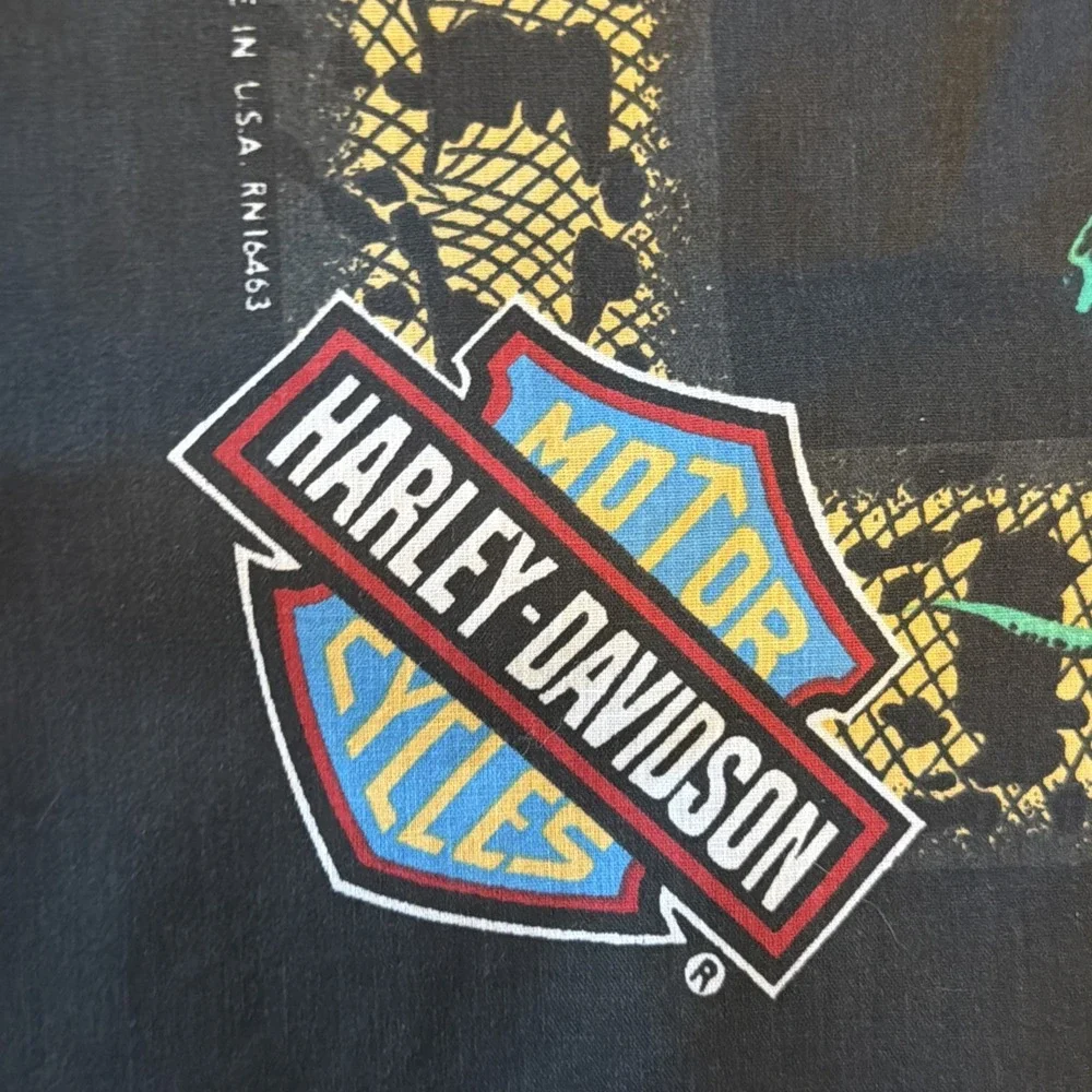 Vintage Harley Davidson snake bandana fire flames motorcycles bar & shield USA